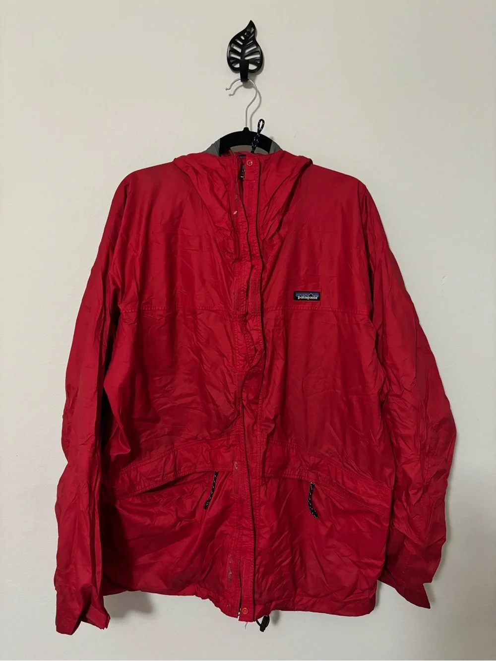 Patagonia Red Hooded Rain Jacket L